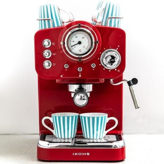 Cafetera espresso THERA retro IKOHS Vintage Rojo 1100W 15bar 2